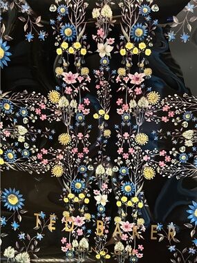 Ted Baker Black Floral Tote with Blue, Yellow and Pink Accents